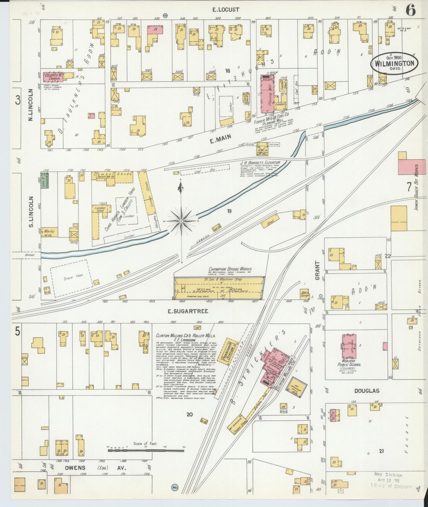 Sanborn Fire Insurance Map from Wilmington, Clinton County, Ohio (1900), Sheet #0006 - Complete Map Set gallery image, historic Sanborn map, vintage wall art, Ohio Ohio
