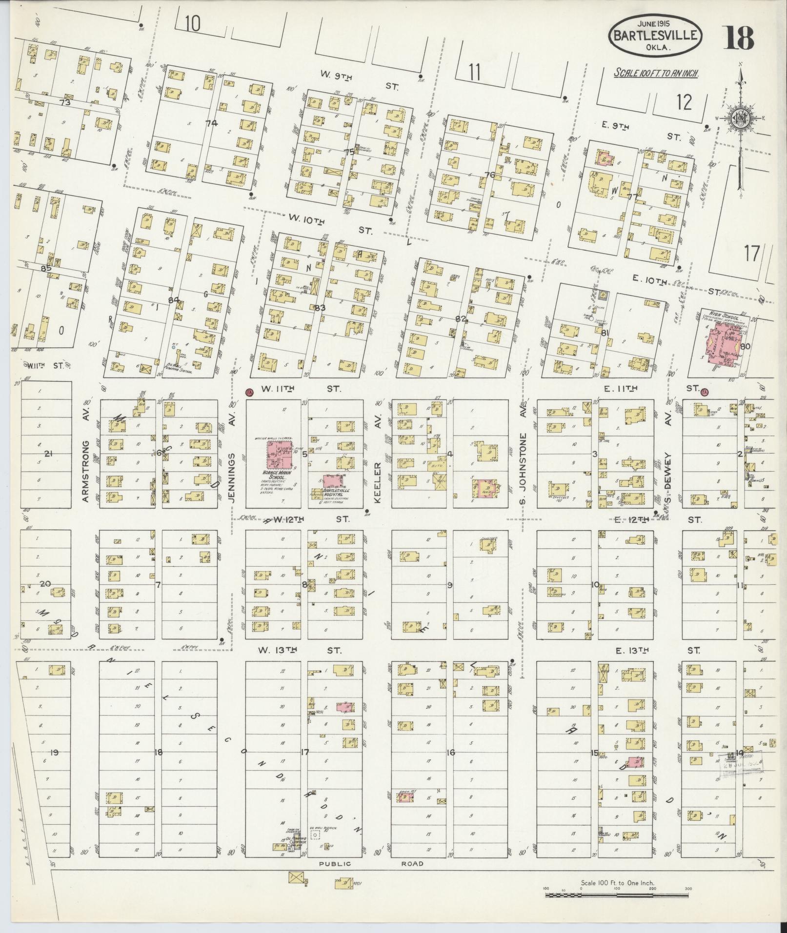 Sanborn Fire Insurance Map from Bartlesville, Washington County, Oklahoma (1915), Sheet #0018 - Complete Map Set gallery image, historic Sanborn map, vintage wall art, Oklahoma Oklahoma