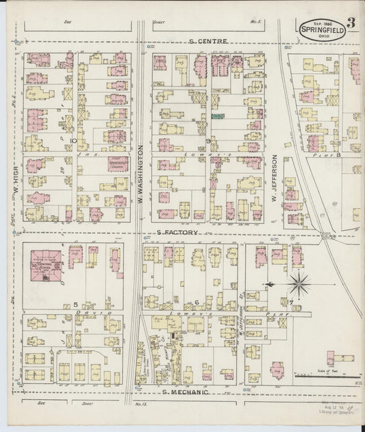 Sanborn Fire Insurance Map from Springfield, Clark County, Ohio (1886), Sheet #0003 - Historic Sanborn Fire Insurance Map Print, vintage old map wall art, antique decor, genealogy gift, Ohio Ohio map
