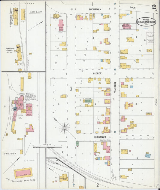 Sanborn Fire Insurance Map from Schleisingerville, Washington County, Wisconsin (1900), Sheet #0002 - Historic Sanborn Fire Insurance Map Print, vintage old map wall art, antique decor, genealogy gift, Wisconsin Wisconsin map