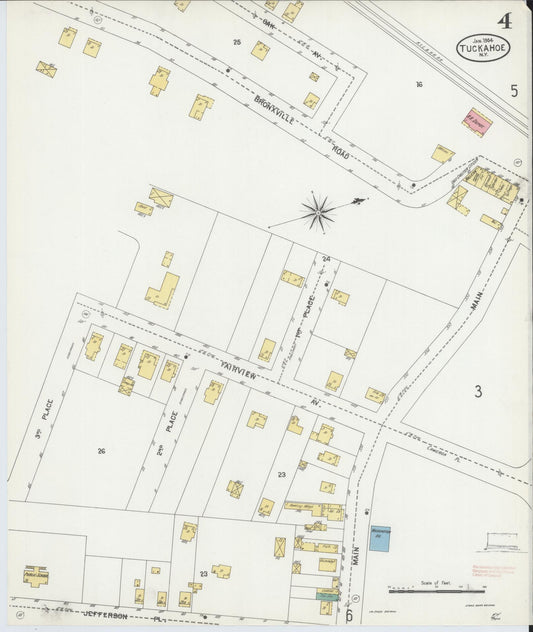 Sanborn Fire Insurance Map from Tuckahoe, Westchester County, New York (1904), Sheet #0004 - Historic Sanborn Fire Insurance Map Print, vintage old map wall art, antique decor, genealogy gift, New York New York map