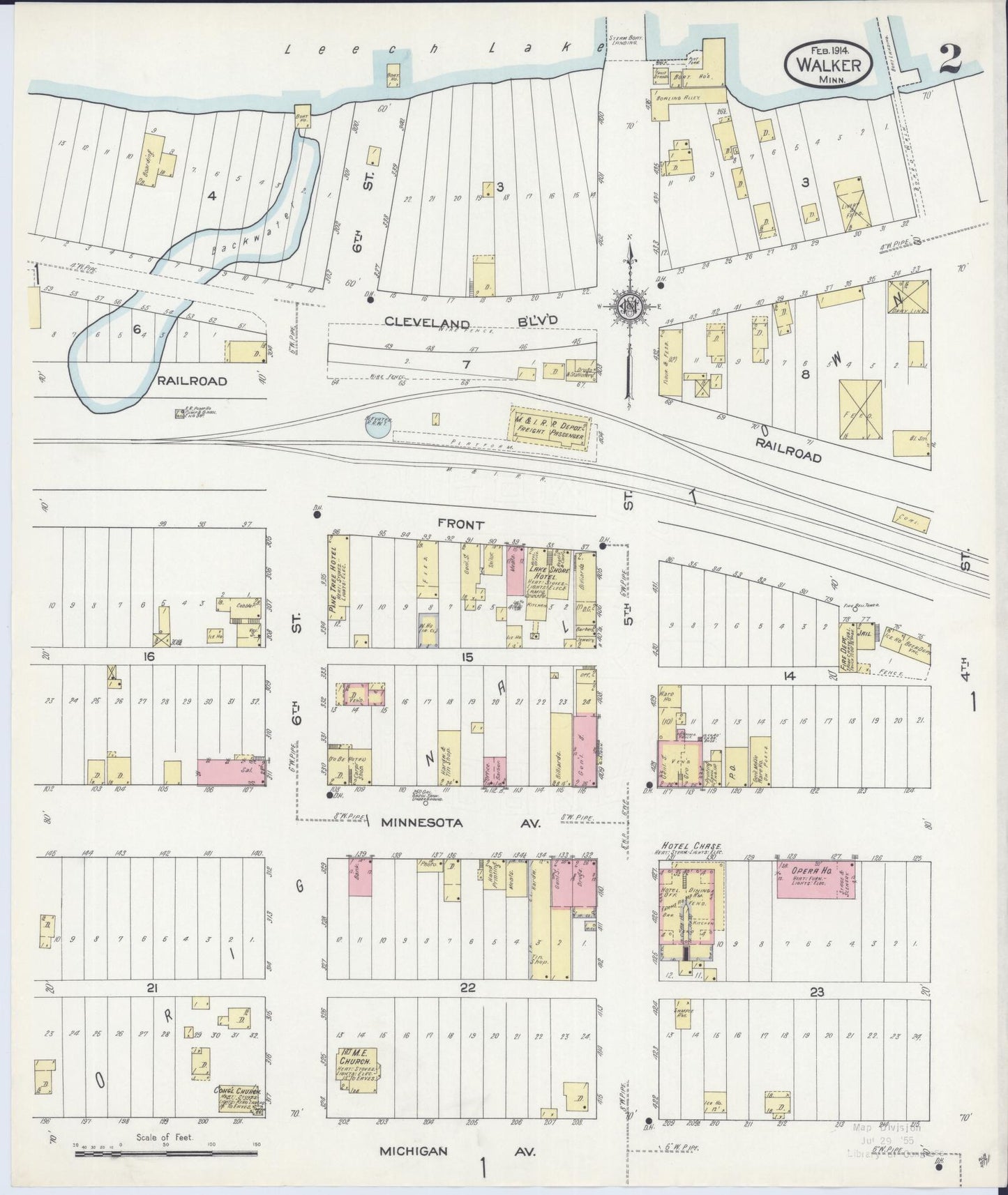 Sanborn Fire Insurance Map from Walker, Cass County, Minnesota (1914), Sheet #0002 - Complete Map Set gallery image, historic Sanborn map, vintage wall art, Minnesota Minnesota
