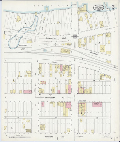 Sanborn Fire Insurance Map from Walker, Cass County, Minnesota (1914), Sheet #0002 - Complete Map Set gallery image, historic Sanborn map, vintage wall art, Minnesota Minnesota