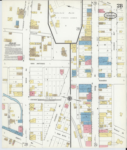 Sanborn Fire Insurance Map from Trinidad, Las Animas County, Colorado (1917), Sheet #0028 - Complete Map Set gallery image, historic Sanborn map, vintage wall art, Colorado Colorado
