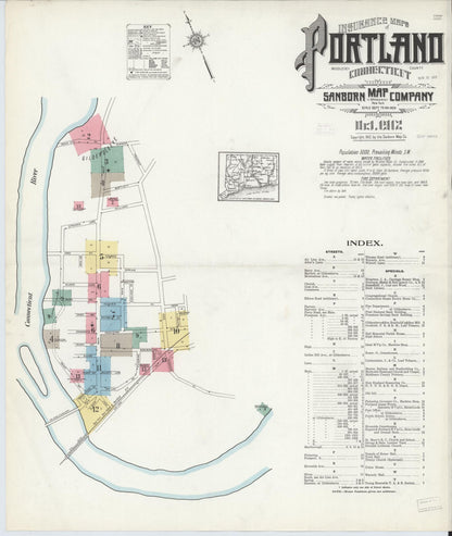 Sanborn Fire Insurance Map from Portland, Middlesex County, Connecticut (1912), Sheet #0001 - Complete Map Set gallery image, historic Sanborn map, vintage wall art, Connecticut Connecticut