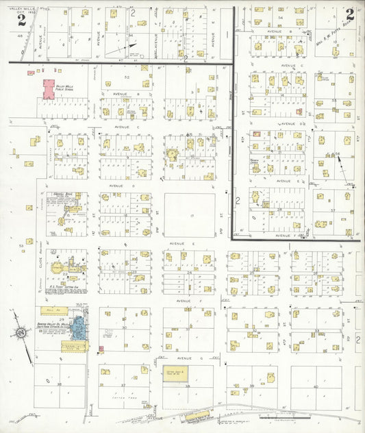 Sanborn Fire Insurance Map from Valley Mills, Bosque County, Texas (1932), Sheet #0002 - Historic Sanborn Fire Insurance Map Print, vintage old map wall art, antique decor, genealogy gift, Texas Texas map