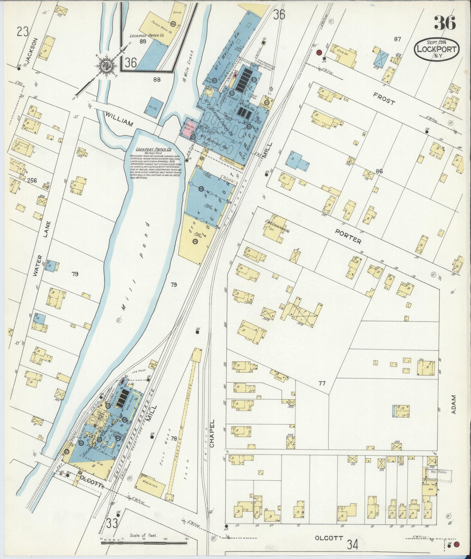 Sanborn Fire Insurance Map from Lockport, Niagara County, New York (1914), Sheet #0036 - Complete Map Set gallery image, historic Sanborn map, vintage wall art, New York New York
