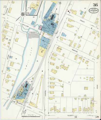 Sanborn Fire Insurance Map from Lockport, Niagara County, New York (1914), Sheet #0036 - Complete Map Set gallery image, historic Sanborn map, vintage wall art, New York New York