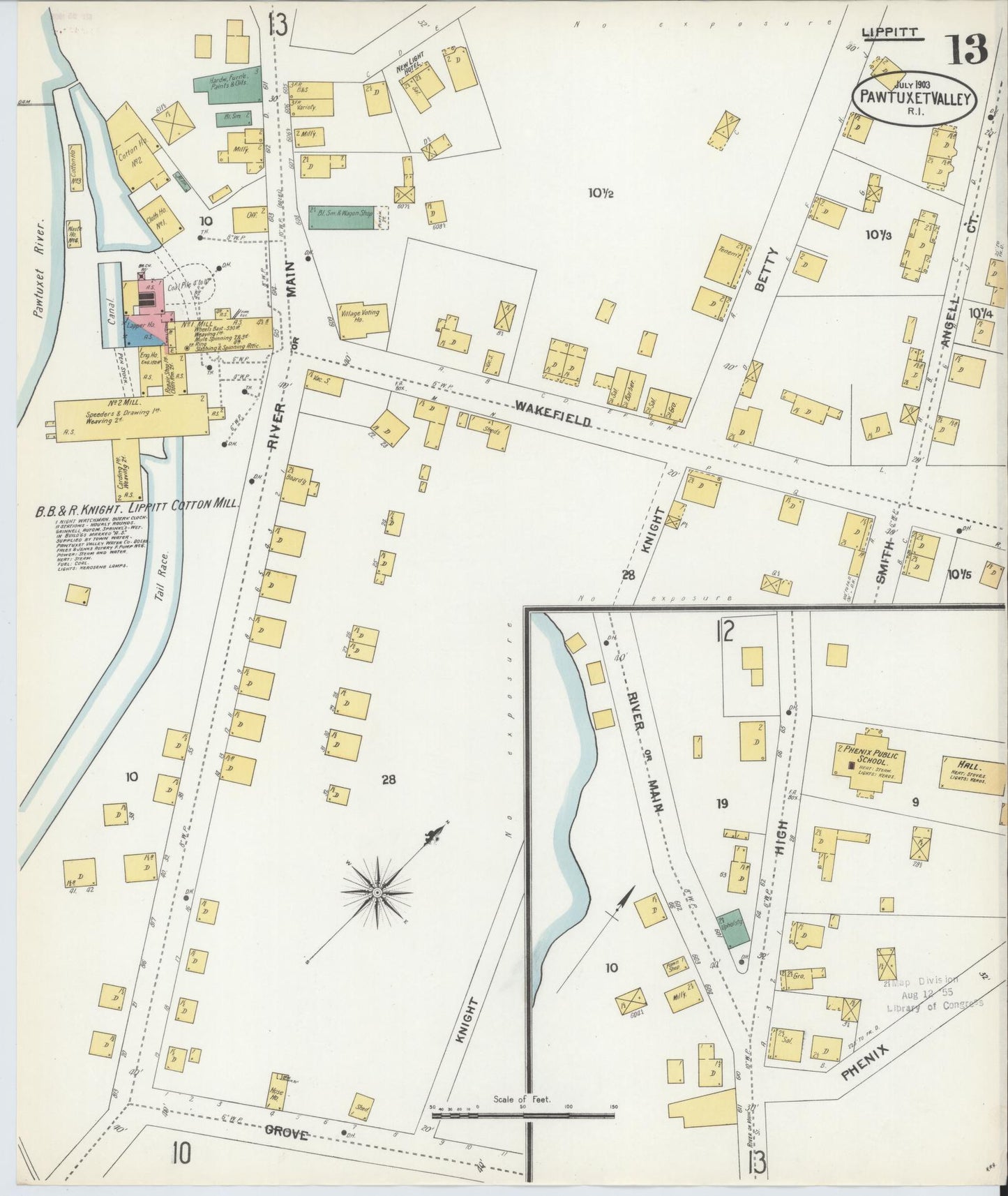 Sanborn Fire Insurance Map from Pawtuxet Valley, Kent and Providence Counties, Rhode Island (1903), Sheet #0013 - Historic Sanborn Fire Insurance Map Print, vintage old map wall art, antique decor, genealogy gift, Washington Washington map