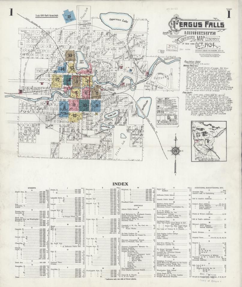 Sanborn Fire Insurance Map from Fergus Falls, Otter Tail County, Minnesota. (1924) – Map View