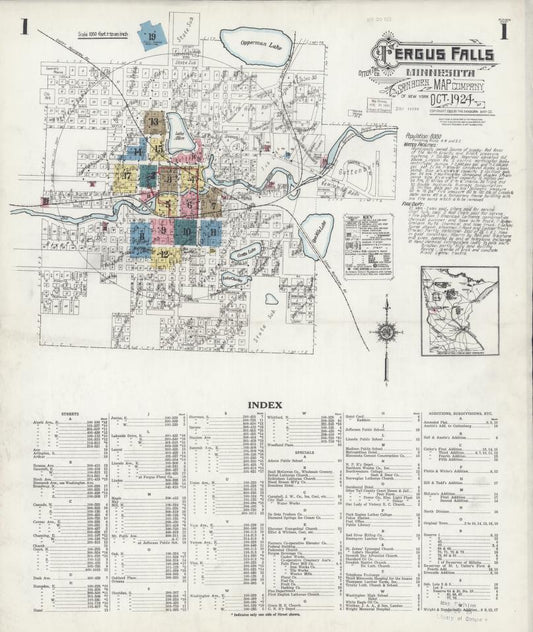 Sanborn Fire Insurance Map from Fergus Falls, Otter Tail County, Minnesota. (1924) – Map View