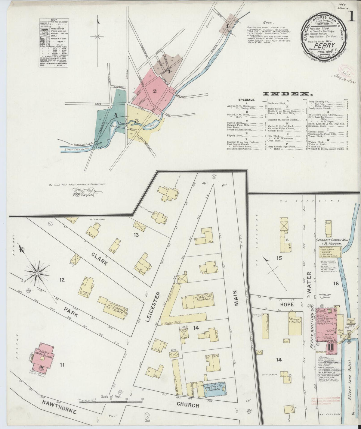 Sanborn Fire Insurance Map from Perry, Wyoming County, New York (1894), Sheet #0001 - Complete Map Set gallery image, historic Sanborn map, vintage wall art, Perry Wyoming