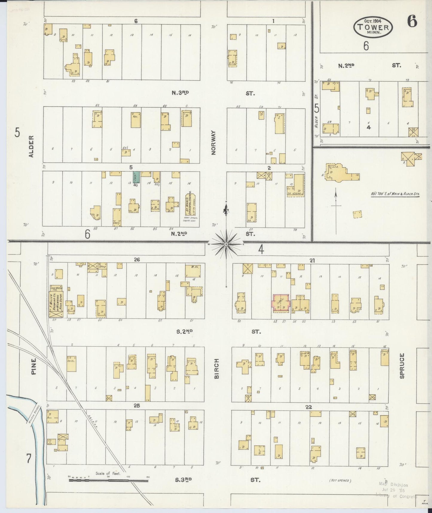 Sanborn Fire Insurance Map from Tower, Saint Louis County, Minnesota (1904), Sheet #0006 - Complete Map Set gallery image, historic Sanborn map, vintage wall art, Minnesota Minnesota