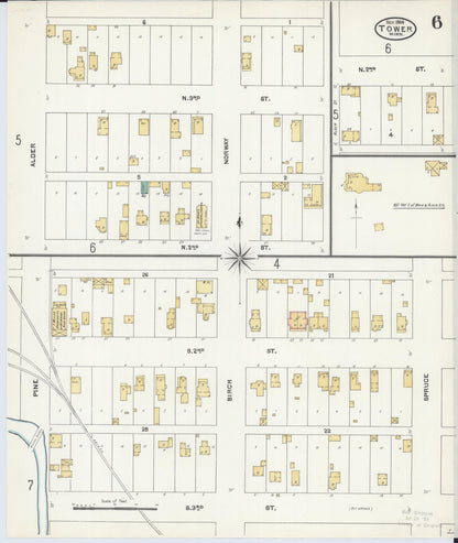Sanborn Fire Insurance Map from Tower, Saint Louis County, Minnesota (1904), Sheet #0006 - Complete Map Set gallery image, historic Sanborn map, vintage wall art, Minnesota Minnesota