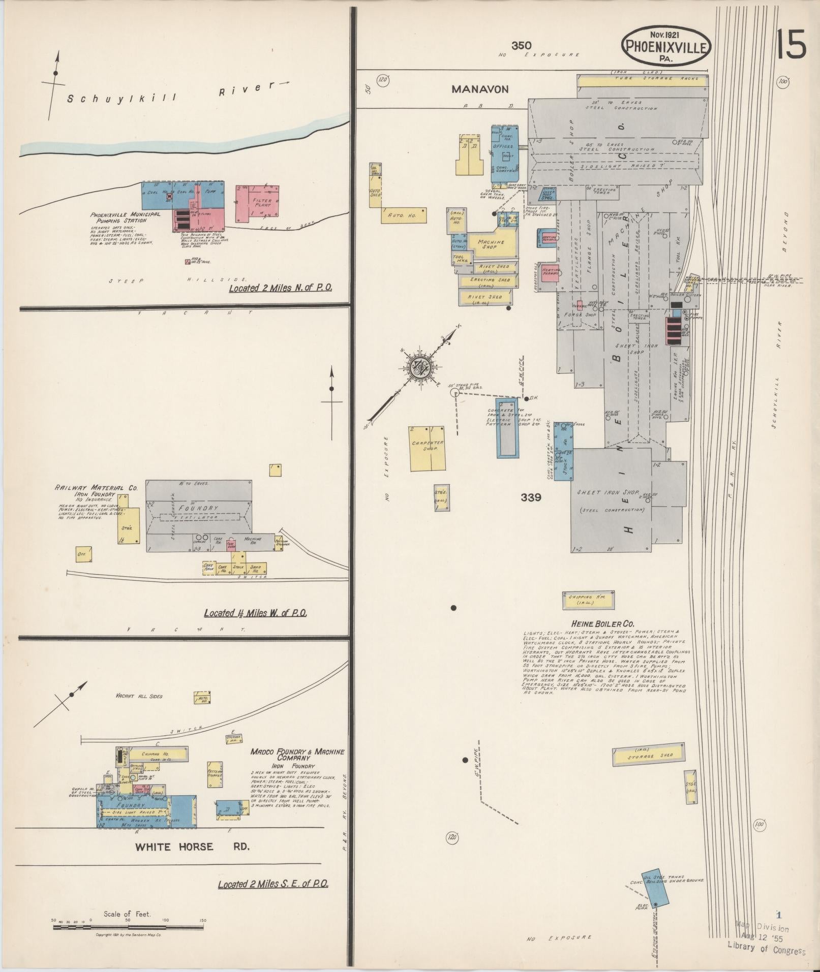 Sanborn Fire Insurance Map from Phoenixville, Chester County, Pennsylvania (1921), Sheet #0015 - Complete Map Set gallery image, historic Sanborn map, vintage wall art, Pennsylvania Pennsylvania