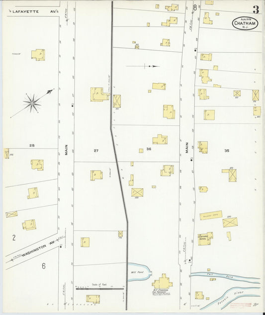 Sanborn Fire Insurance Map from Chatham, Morris County, New Jersey (1909), Sheet #0003 - Historic Sanborn Fire Insurance Map Print, vintage old map wall art, antique decor, genealogy gift, New Jersey New Jersey map