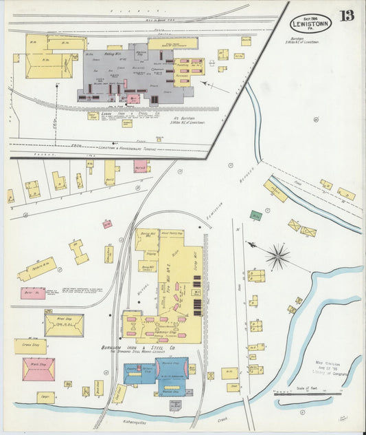 Sanborn Fire Insurance Map from Lewistown, Mifflin County, Pennsylvania (1904), Sheet #0013 - Historic Sanborn Fire Insurance Map Print, vintage old map wall art, antique decor, genealogy gift, Pennsylvania Pennsylvania map