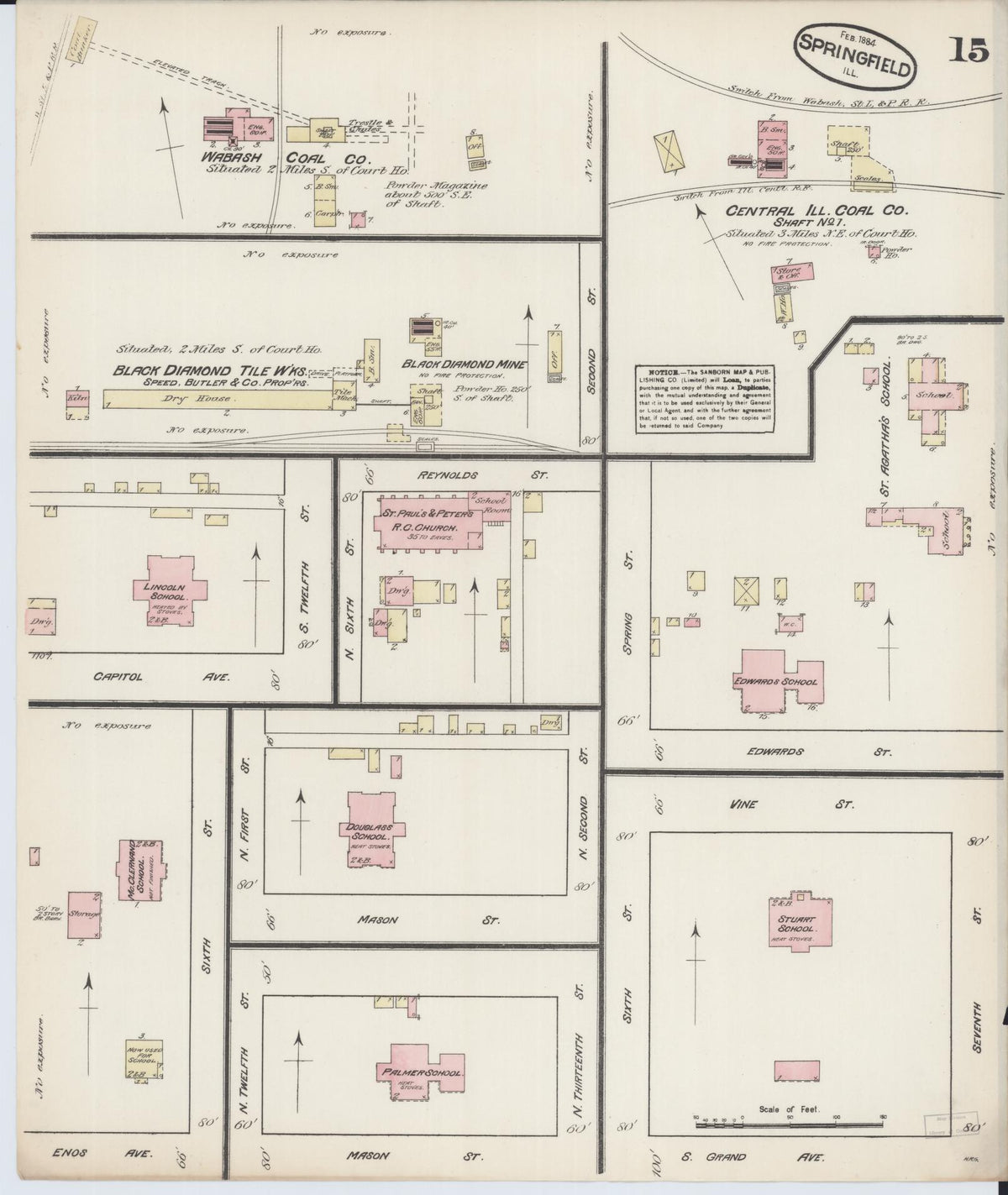 Sanborn Fire Insurance Map from Springfield, Sangamon County, Illinois (1884), Sheet #0015 - Complete Map Set gallery image, historic Sanborn map, vintage wall art, Illinois Illinois