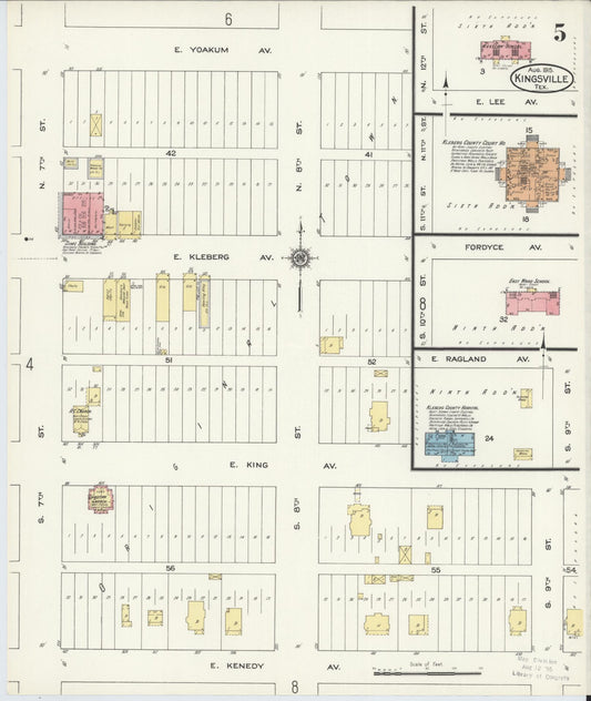 Sanborn Fire Insurance Map from Kingsville, Kleberg County, Texas (1915), Sheet #0005 - Historic Sanborn Fire Insurance Map Print, vintage old map wall art, antique decor, genealogy gift, Texas Texas map