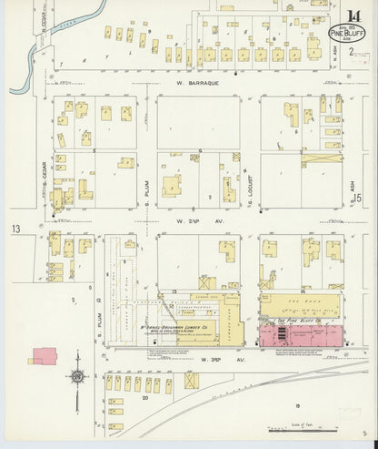 Sanborn Fire Insurance Map from Pine Bluff, Jefferson County, Arkansas (1913), Sheet #0014 - Complete Map Set gallery image, historic Sanborn map, vintage wall art, Arkansas Arkansas