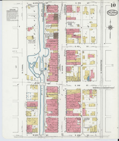 Sanborn Fire Insurance Map from Delphos, Van Wert And Allen Counties, Ohio (1921), Sheet #0010 - Historic Sanborn Fire Insurance Map Print, vintage old map wall art, antique decor, genealogy gift, Ohio Ohio map