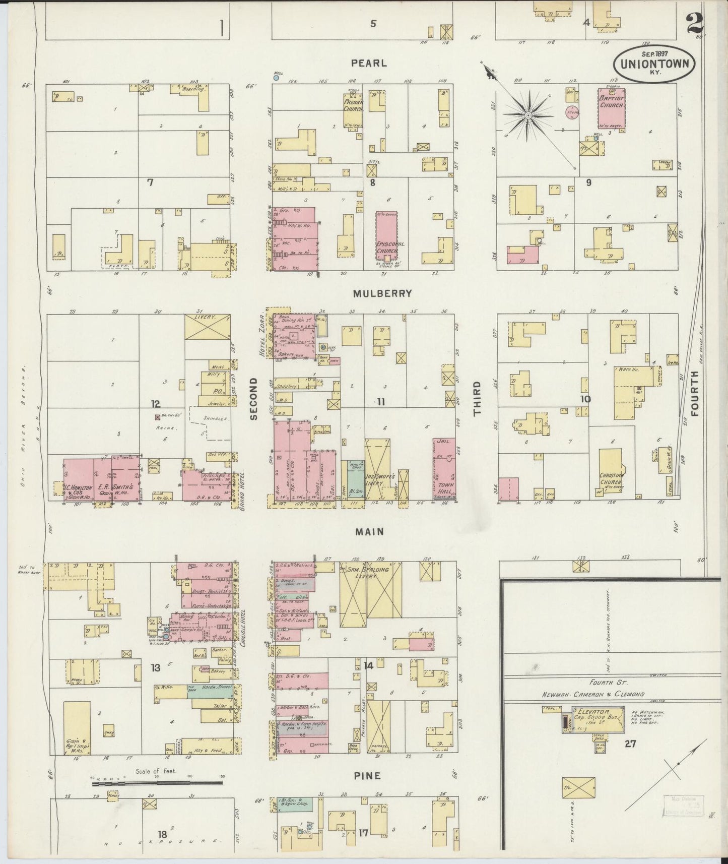 Sanborn Fire Insurance Map from Uniontown, Union County, Kentucky (1897), Sheet #0002 - Complete Map Set gallery image, historic Sanborn map, vintage wall art, Kentucky Kentucky