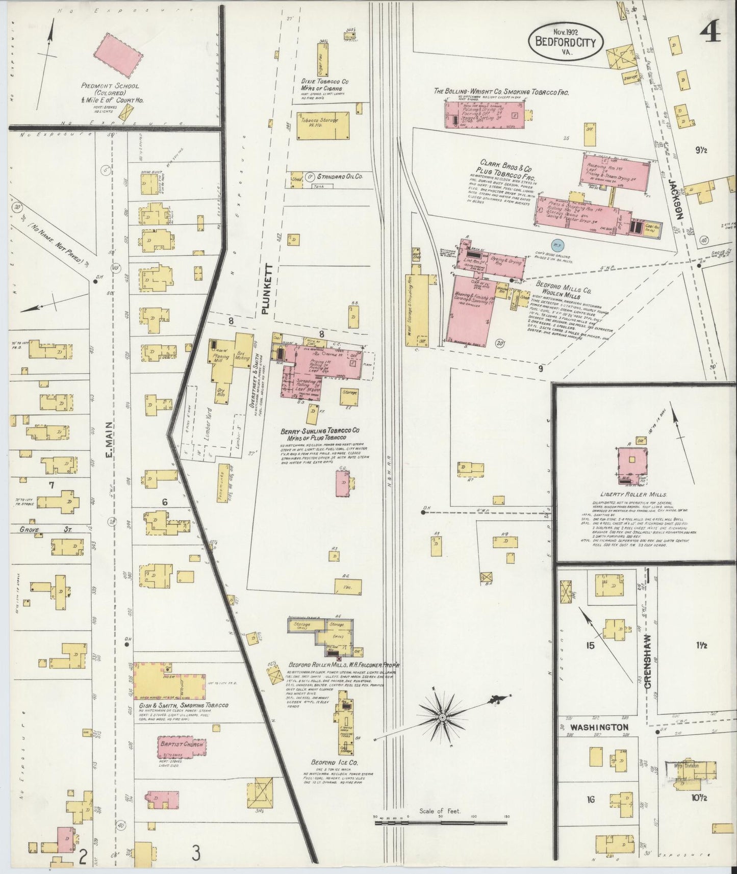 Sanborn Fire Insurance Map from Bedford, Independent Cities, Virginia (1902), Sheet #0004 - Complete Map Set gallery image, historic Sanborn map, vintage wall art, Virginia Virginia