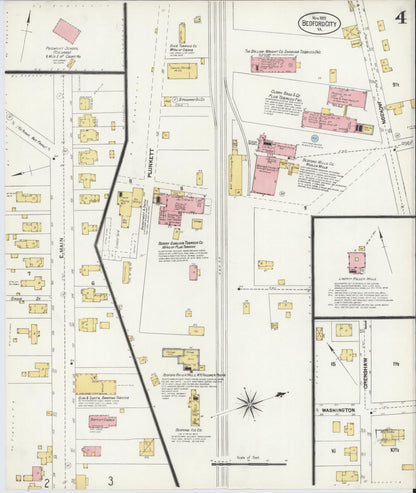 Sanborn Fire Insurance Map from Bedford, Independent Cities, Virginia (1902), Sheet #0004 - Complete Map Set gallery image, historic Sanborn map, vintage wall art, Virginia Virginia