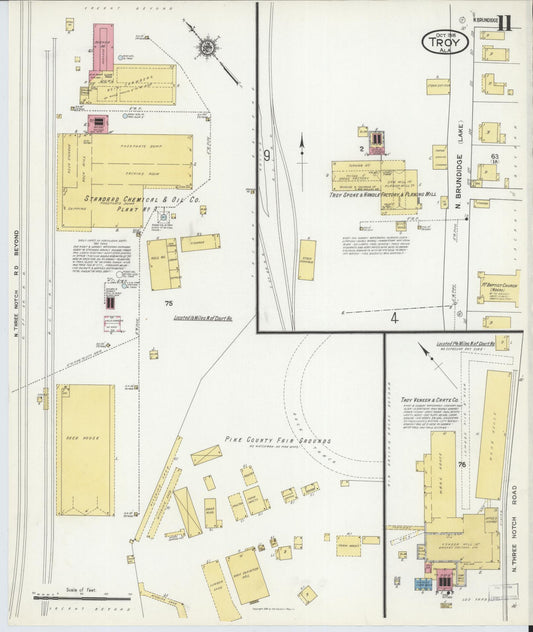 Sanborn Fire Insurance Map from Troy, Pike County, Alabama (1916), Sheet #0011 - Historic Sanborn Fire Insurance Map Print, vintage old map wall art, antique decor, genealogy gift, Alabama Alabama map