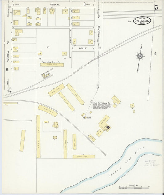 Sanborn Fire Insurance Map from Dyersburg, Dyer County, Tennessee (1914), Sheet #0005 - Historic Sanborn Fire Insurance Map Print, vintage old map wall art, antique decor, genealogy gift, Tennessee Tennessee map