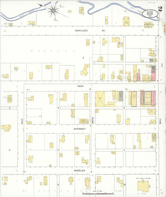 Sanborn Fire Insurance Map from Scio, Linn County, Oregon (1909), Sheet #0002 - Historic Sanborn Fire Insurance Map Print, vintage old map wall art, antique decor, genealogy gift, Oregon Oregon map