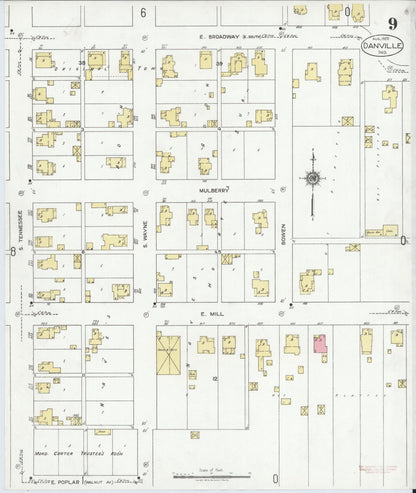 Sanborn Fire Insurance Map from Danville, Hendricks County, Indiana (1920), Sheet #0009 - Complete Map Set gallery image, historic Sanborn map, vintage wall art, Indiana Indiana