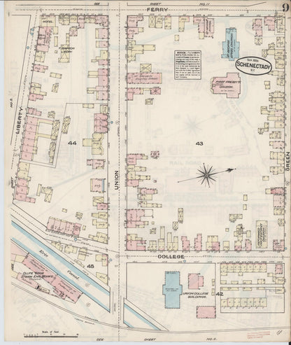 Sanborn Fire Insurance Map from Schenectady, Schenectady County, New York (1884), Sheet #0009 - Historic Sanborn Fire Insurance Map Print, vintage old map wall art, antique decor, genealogy gift, New York New York map