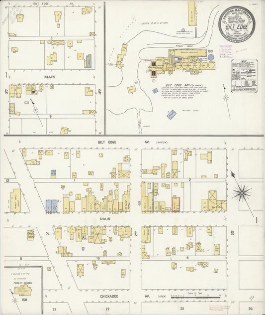 Sanborn Fire Insurance Map from Gilt Edge, Fergus County, Montana (1908), Sheet #0001 - Historic Sanborn Fire Insurance Map Print, vintage old map wall art, antique decor, genealogy gift, Montana Montana map