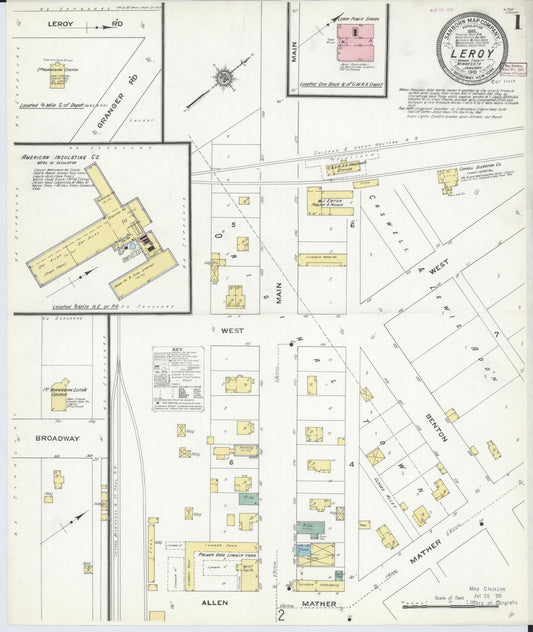 Sanborn Fire Insurance Map from Le Roy, Mower County, Minnesota (1910), Sheet #0001 - Historic Sanborn Fire Insurance Map Print, vintage old map wall art, antique decor, genealogy gift, Minnesota Minnesota map