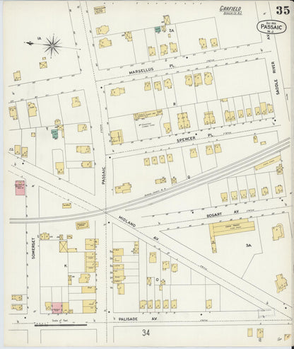 Sanborn Fire Insurance Map from Passaic, Passaic County, New Jersey (1903), Sheet #0035 - Complete Map Set gallery image, historic Sanborn map, vintage wall art, New Jersey New Jersey