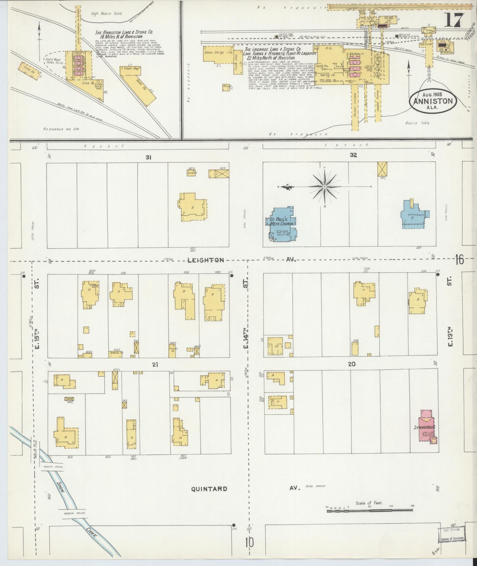 Sanborn Fire Insurance Map from Anniston, Calhoun County, Alabama (1905), Sheet #0017 - Historic Sanborn Fire Insurance Map Print, vintage old map wall art, antique decor, genealogy gift, Alabama Alabama map