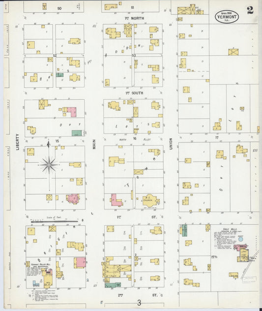 Sanborn Fire Insurance Map from Vermont, Fulton County, Illinois (1900), Sheet #0002 - Historic Sanborn Fire Insurance Map Print, vintage old map wall art, antique decor, genealogy gift, Vermont Vermont map