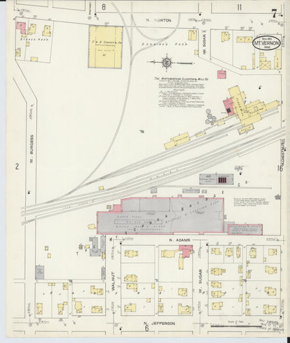 Sanborn Fire Insurance Map from Mount Vernon, Knox County, Ohio (1913), Sheet #0007 - Historic Sanborn Fire Insurance Map Print, vintage old map wall art, antique decor, genealogy gift, Ohio Ohio map