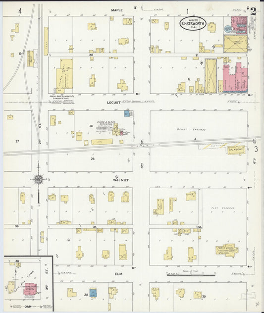 Sanborn Fire Insurance Map from Chatsworth, Livingston County, Illinois (1911), Sheet #0002 - Historic Sanborn Fire Insurance Map Print, vintage old map wall art, antique decor, genealogy gift, Illinois Illinois map