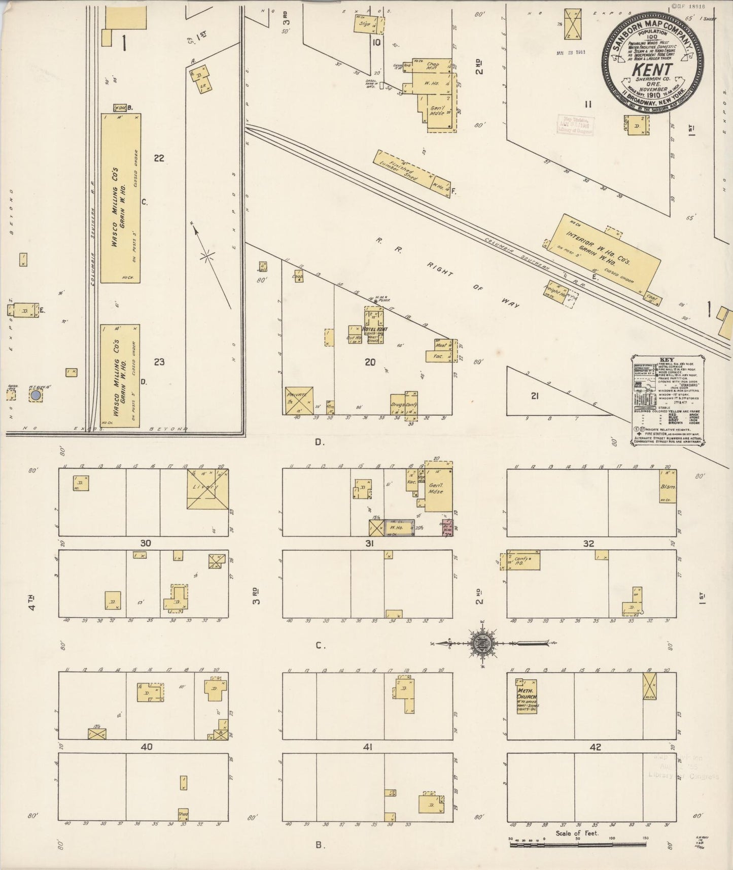 Sanborn Fire Insurance Map from Kent, Sherman County, Oregon. (1910) – Historic Sanborn Fire Insurance Map Print