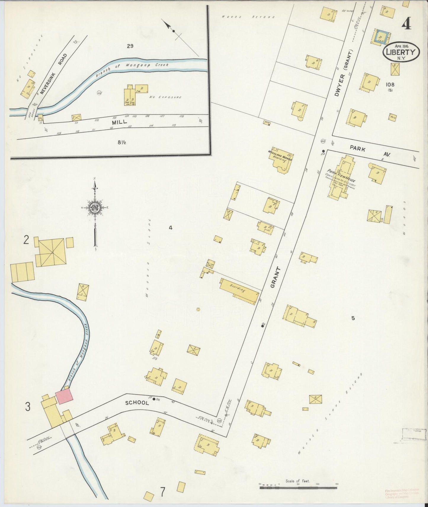 Sanborn Fire Insurance Map from Liberty, Sullivan County, New York (1916), Sheet #0004 - Complete Map Set gallery image, historic Sanborn map, vintage wall art, New York New York