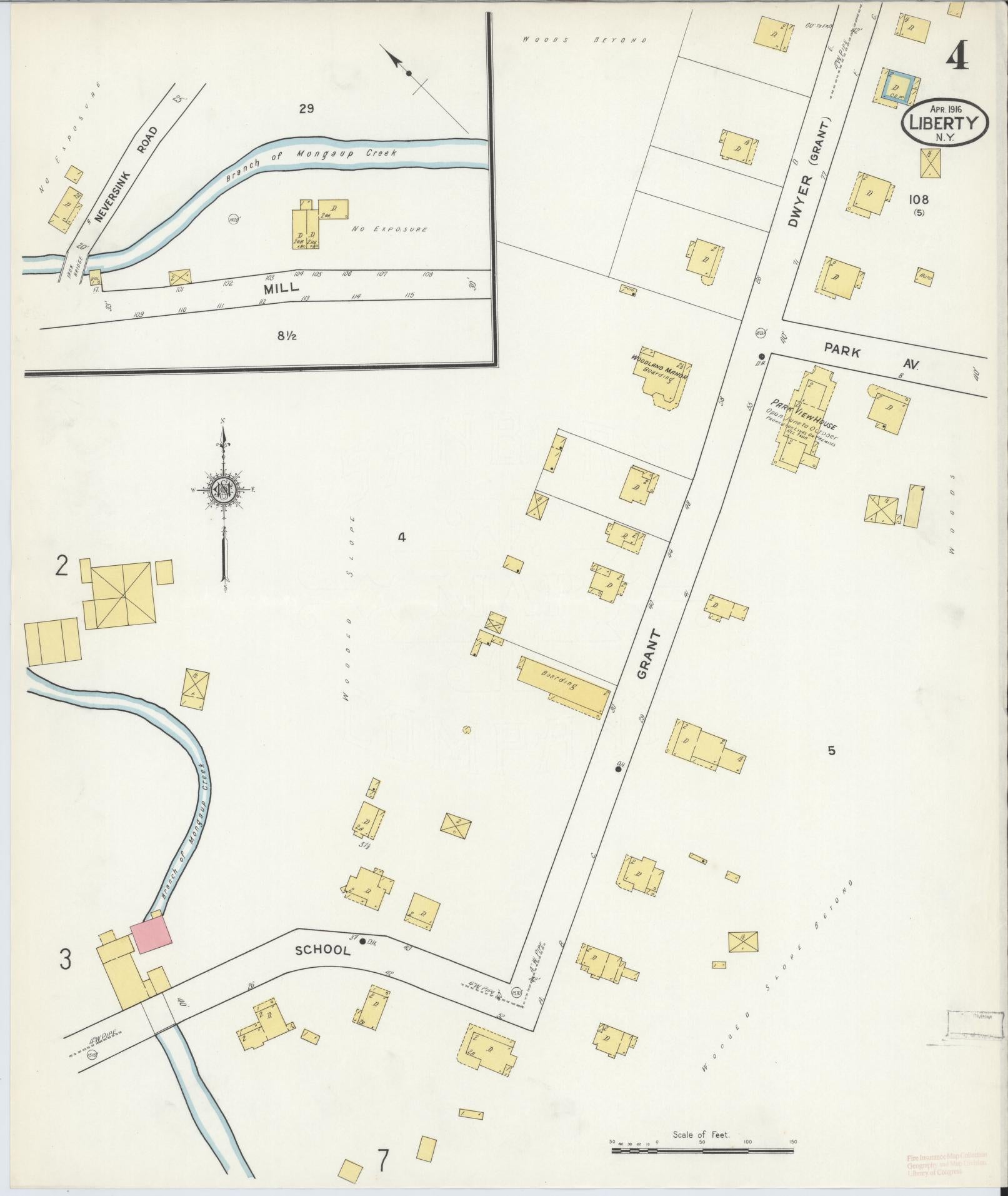 Sanborn Fire Insurance Map from Liberty, Sullivan County, New York (1916), Sheet #0004 - Complete Map Set gallery image, historic Sanborn map, vintage wall art, New York New York