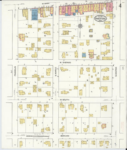 Sanborn Fire Insurance Map from Hartford, Van Buren County, Michigan (1921), Sheet #0004 - Complete Map Set gallery image, historic Sanborn map, vintage wall art, Michigan Michigan