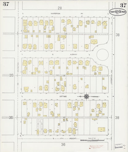 Sanborn Fire Insurance Map from Huntington Park, Los Angeles County, California (1924), Sheet #0037 - Complete Map Set gallery image, historic Sanborn map, vintage wall art, California California