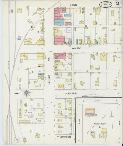 Sanborn Fire Insurance Map from Vinita, Craig County, Oklahoma (1894), Sheet #0002 - Complete Map Set gallery image, historic Sanborn map, vintage wall art, Oklahoma Oklahoma