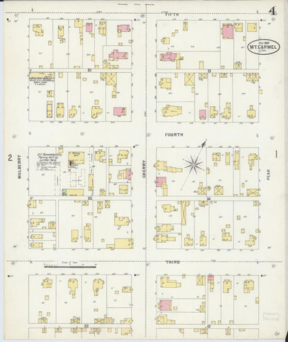 Sanborn Fire Insurance Map from Mount Carmel, Wabash County, Illinois (1897), Sheet #0004 - Complete Map Set gallery image, historic Sanborn map, vintage wall art, Illinois Illinois