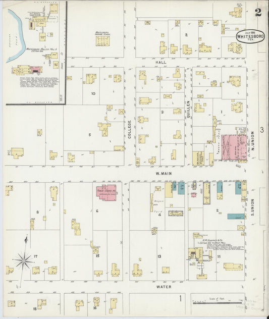 Sanborn Fire Insurance Map from Whitesboro, Grayson County, Texas (1896), Sheet #0002 - Historic Sanborn Fire Insurance Map Print, vintage old map wall art, antique decor, genealogy gift, Texas Texas map