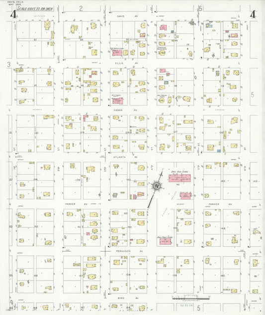 Sanborn Fire Insurance Map from Davis, Murray County, Oklahoma (1939), Sheet #0004 - Historic Sanborn Fire Insurance Map Print, vintage old map wall art, antique decor, genealogy gift, Oklahoma Oklahoma map
