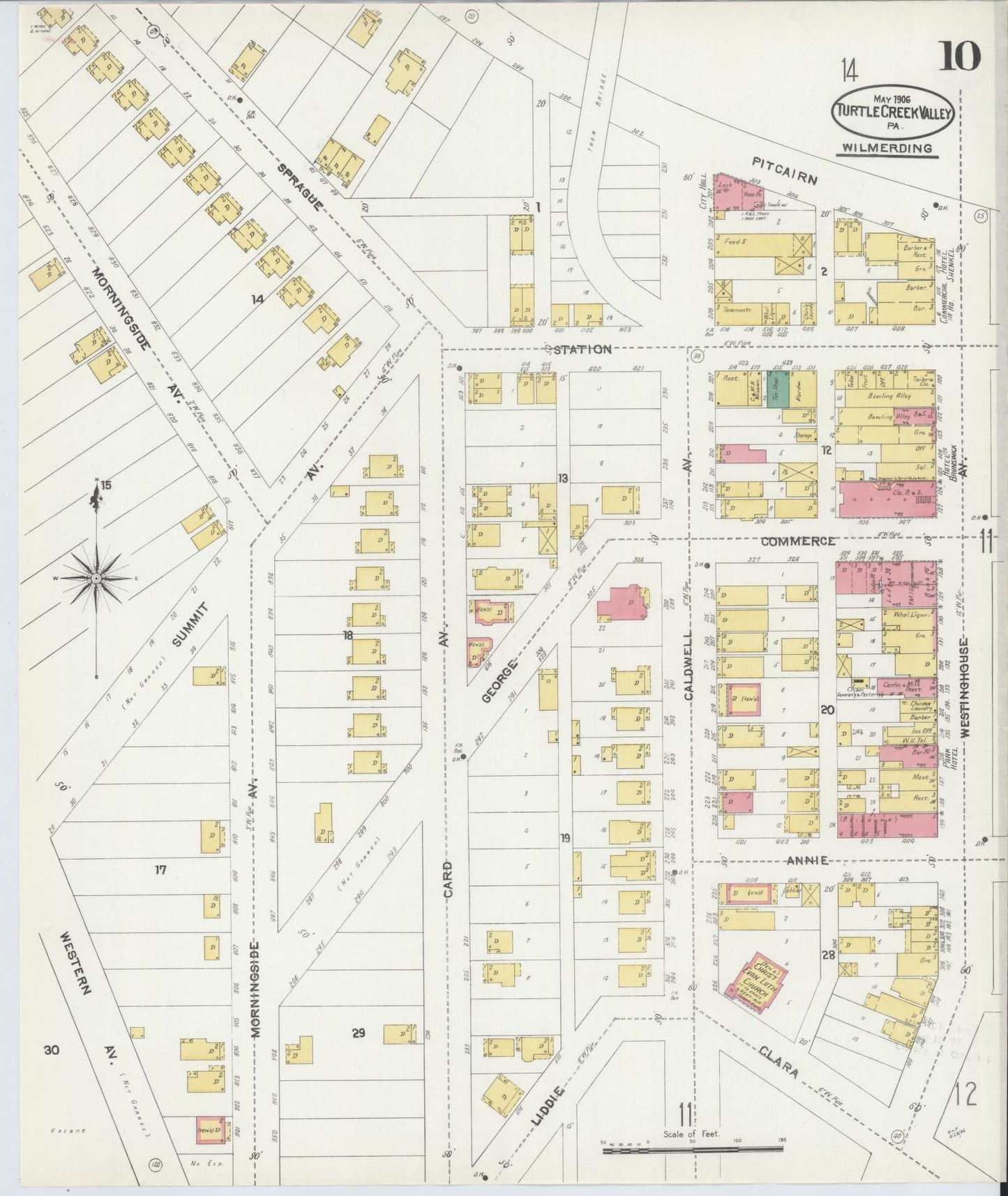 Sanborn Fire Insurance Map from Turtle Creek Valley, Allegheny County, Pennsylvania (1906), Sheet #0010 - Historic Sanborn Fire Insurance Map Print, vintage old map wall art, antique decor, genealogy gift, Pennsylvania Pennsylvania map